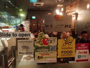 HappyCow 5 stars EXCELLENT reviews decal sticker at Double Durian - Lavender in Central Singapore