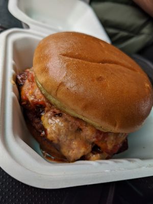 Burger with pineapple at Umami Gorilla in Wilkes-barre