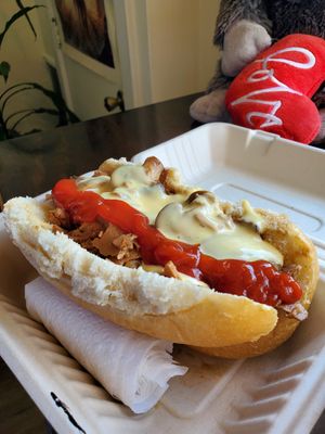 The cheesesteak special. Do not ask me why my husband put ketchup on it. at Umami Gorilla in Wilkes-barre