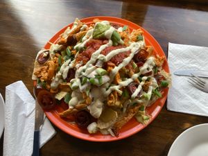 Nachos with Buffalo soy curls  at Umami Gorilla in Wilkes-barre