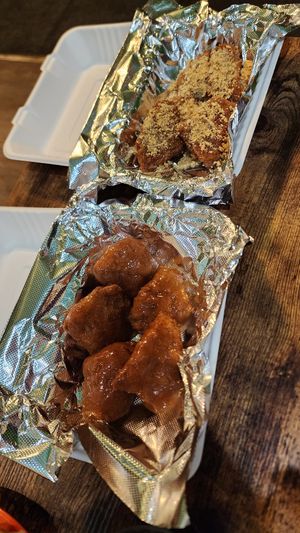 Peach habanero and garlic parmesan popcorn chick'n at Umami Gorilla in Wilkes-barre