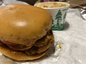 Honolucy with chikn patty and Mac & cheese😍  at Umami Gorilla in Wilkes-barre