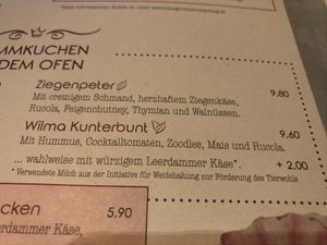 Menu  at Wilma Wunder in Dresden