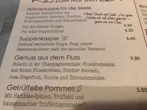 Menu  at Wilma Wunder in Dresden