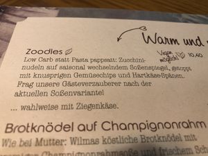 Menu  at Wilma Wunder in Dresden
