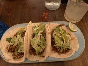 Carne asada tacos! at Charly's Vegan Tacos in Miami