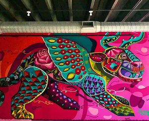 Cool Mural in restaurant - nice Addition to Wynwood at Charly's Vegan Tacos in Miami