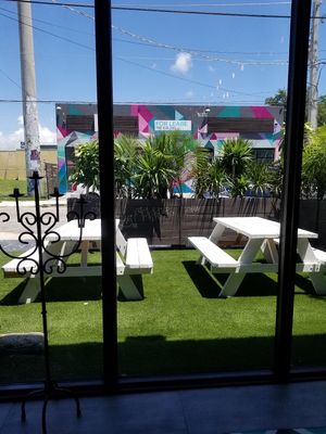 Outside at Charly's Vegan Tacos in Miami