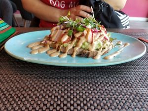 Smashed Avocado on Sourdough Bread! at Charly's Vegan Tacos in Miami