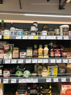 Some of the "healthy" selections at Aroma Supermarket at Shopping Centre Kamelija in Kotor