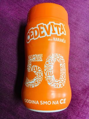 Cedevita is vegan and is a powdered vitamin drink.  at Shopping Centre Kamelija in Kotor