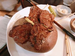 Plant-based nubianie skewer 식물성 불고기 꼬치 at Soseek in Seoul