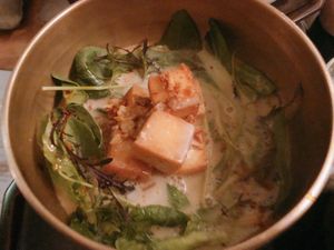 Rice with tofu in creamy sauce 크리미한 소스와 함께 비벼먹는 밥 at Soseek in Seoul