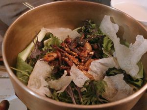 Rice with crispy fries and veggies 바삭한 튀김과 채소를 함께 비벼먹는 밥 at Soseek in Seoul