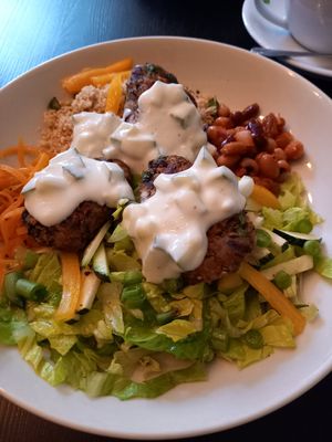 Lentil kofta bowl of goodness at The Herb Garden in Buxton