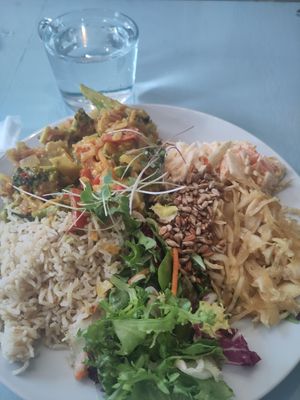 Curry of the day with three salads at The Grove Veggie Kitchen in Limerick