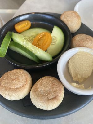 Dough balls with hummus (children's dish)  at Pizza Express in Newark