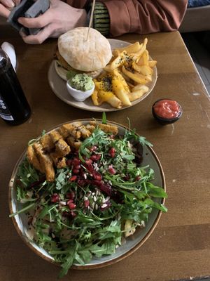 the crispy salad was appetising! but excessive dressing under the top layer of rocket    at Apple & Eve in Hamburg