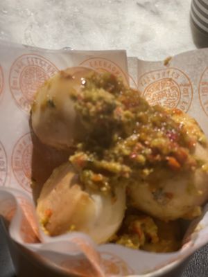 Hot vegan gluten free dough balls without the honey  at Pizza Express - Notting Hill Gate in West London