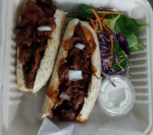 BBQ ribs sandwich at Vegetarian Restaurant by Hakin in North Miami Beach