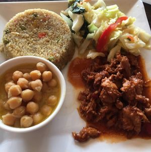 BBQ Ribs with quinoa at Vegetarian Restaurant by Hakin in North Miami Beach