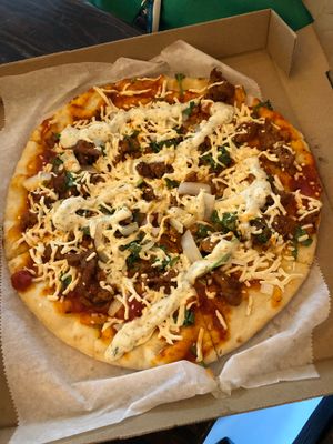 BBQ Ranch Pizza! Best vegan restaurant I’ve ever been to. at Vegetarian Restaurant by Hakin in North Miami Beach