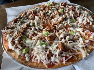 BBQ “chicken” ranch pizza...yum!!! at Vegetarian Restaurant by Hakin in North Miami Beach