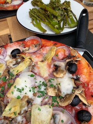 Vegan pizza with gluten free base  at Pizza Express in Reading