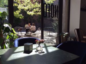You can sit out in the lovely courtyard. at Nordic Foodprint in Oslo