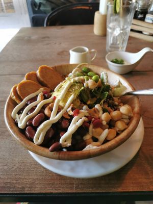 Salad with tempeh at The Vegan Table in Phuket