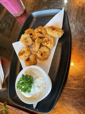 Vegan fried calamari   at The Vegan Table in Phuket