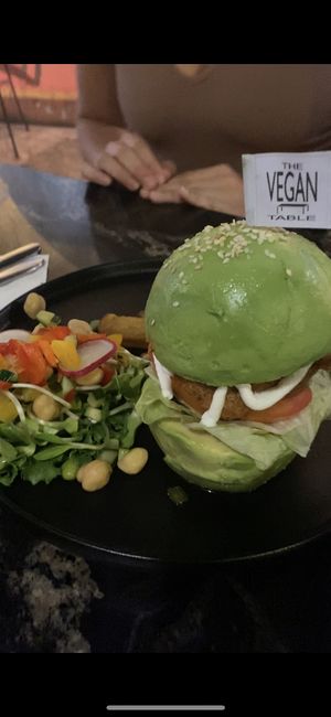 Avocado chicken burger GF  at The Vegan Table in Phuket