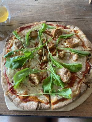 Sausage and rocket pizza  at The Vegan Table in Phuket