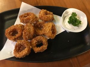 crispy and tasty appetizer with a rich vegan sauce to dip into at The Vegan Table in Phuket