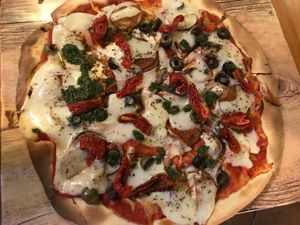 big vegan pizza at The Vegan Table in Phuket