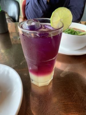 Butterfly pea lemonade  at The Vegan Table in Phuket