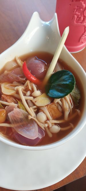 Tom yum soup at The Vegan Table in Phuket