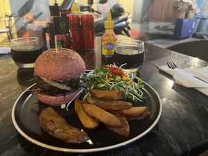 Mushroom oat burger   at The Vegan Table in Phuket