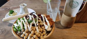 Vegan bowl with tempeh at The Vegan Table in Phuket
