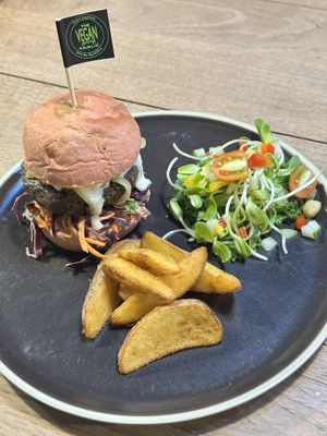 spicy mushroom oat burger (not spicy)   at The Vegan Table in Phuket