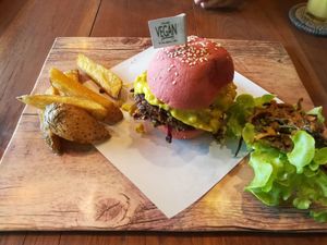 Spicy burger at The Vegan Table in Phuket