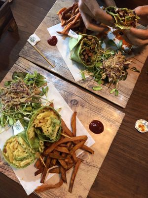 Mac and cashew cheese wrap (GF) + Mexican wrap  at The Vegan Table in Phuket