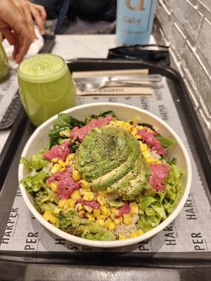 The 'vegan salad' & lemonade (very lemony, no sugar at all) at Harper's Juice & Coffee in Buenos Aires