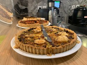 Homemade quiche, vegetarian at MILIBIO in Paris