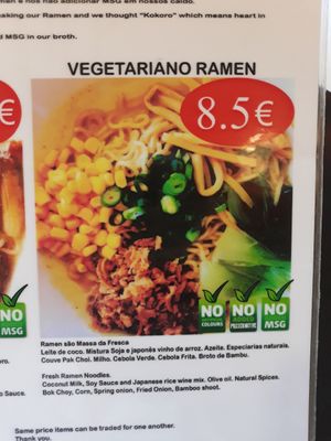The menu and all the ingeedients that go into the vegan option! at Kokoro Ramen Bar in Lisbon