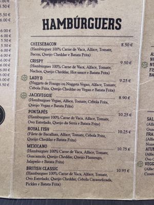 Menu de hambúrguer   at Iron Duke in Aveiro