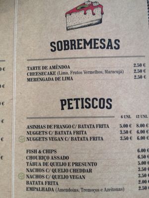 Menu with nuggets vegan at Iron Duke in Aveiro