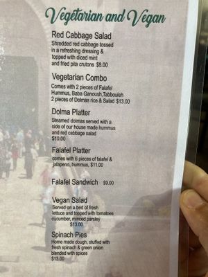 Veg*n menu items at Odeh's Mediterranean Restaurant in Elko
