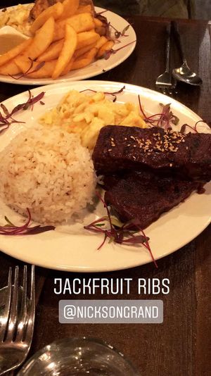 Vegan jackfruit ribs. So good!  at Nick's on Grand in South San Francisco
