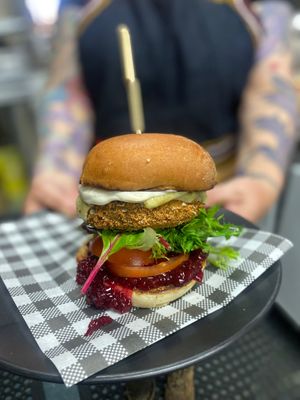 Veggie burger at Cafe Maldon in Maldon